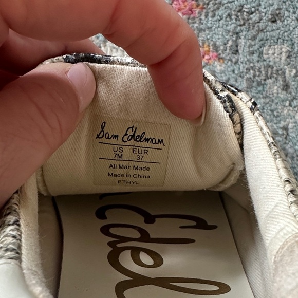 Sam Edelman “Ethyl” Snake Print Sneakers - Cream and Black - Picture 2 of 8